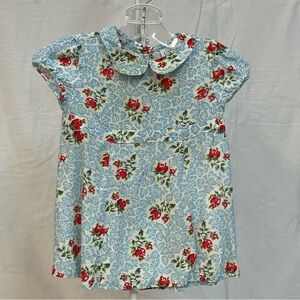 GORGEOUS Baby GAP Y2K  Dress with Red Floral Pattern Peter Pan Bow Romper 2000s
